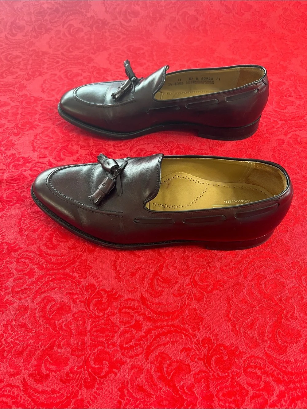 Johnston & Murphy Aristocraft Tassel Loafers Men's 11D Burgundy Leather Dress Sh